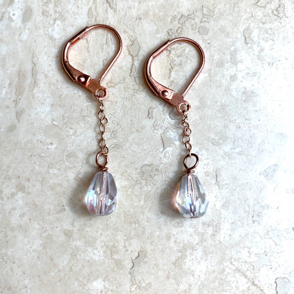 Crystal and rose gold earrings